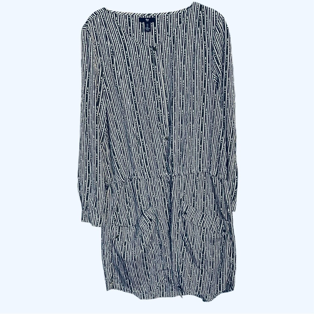 GAP Gray Black & White Long Sleeve Dress Size Large